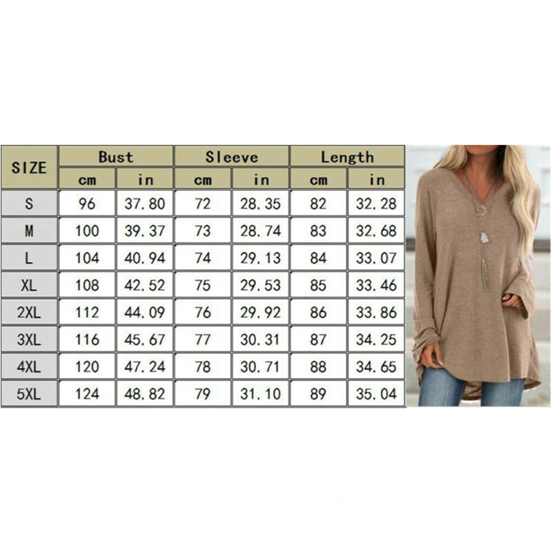 Ladies' Long Sleeve Loose V Neck Pullover