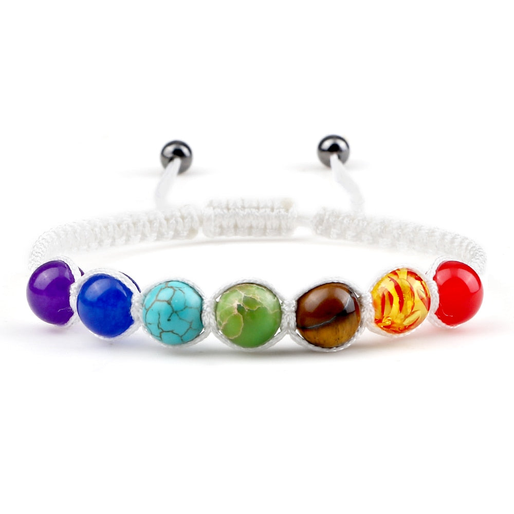 7 Chakra Tiger Eye beaded Bracelet metaphysical 