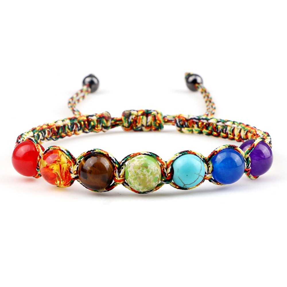 7 Chakra Tiger Eye beaded Bracelet metaphysical 