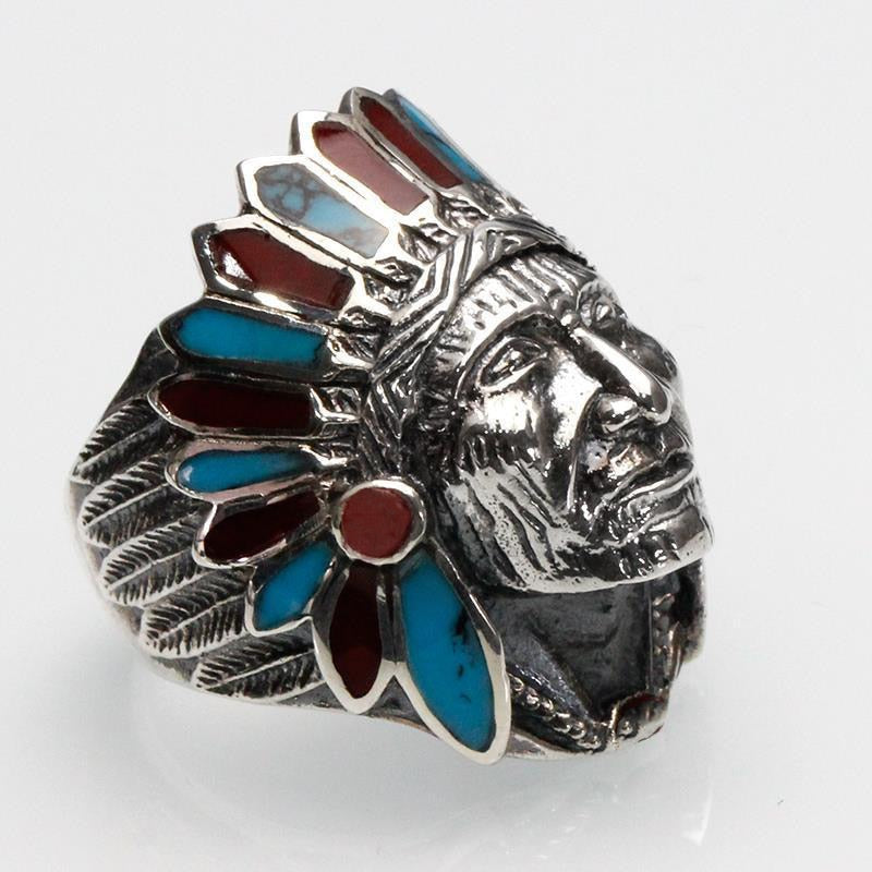 Native American Chief Ring Glossy-Too