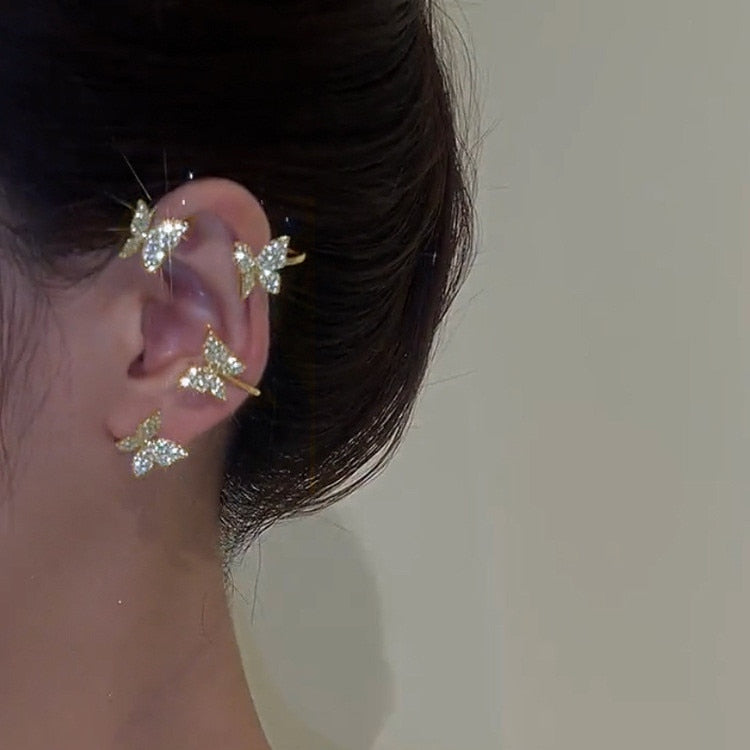 Sparkling Zircon Butterfly Ear Cuff