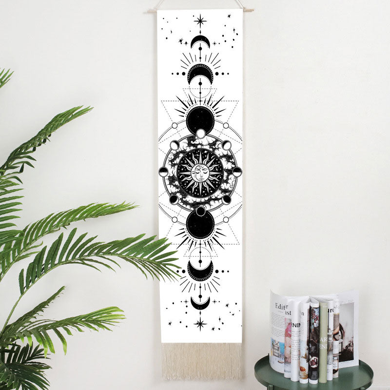 sun and moon phases wall hanging decor tapestry