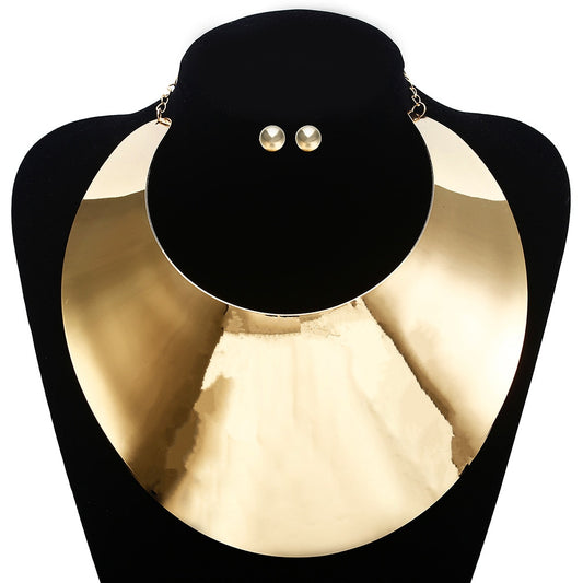 African Choker Necklace and Earring  gold glossy-too