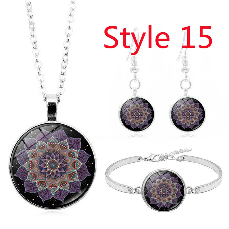 Glossy-Too Mandala Cabochon Jewelry Set