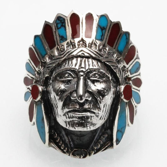 Native American Chief Ring Glossy-Too