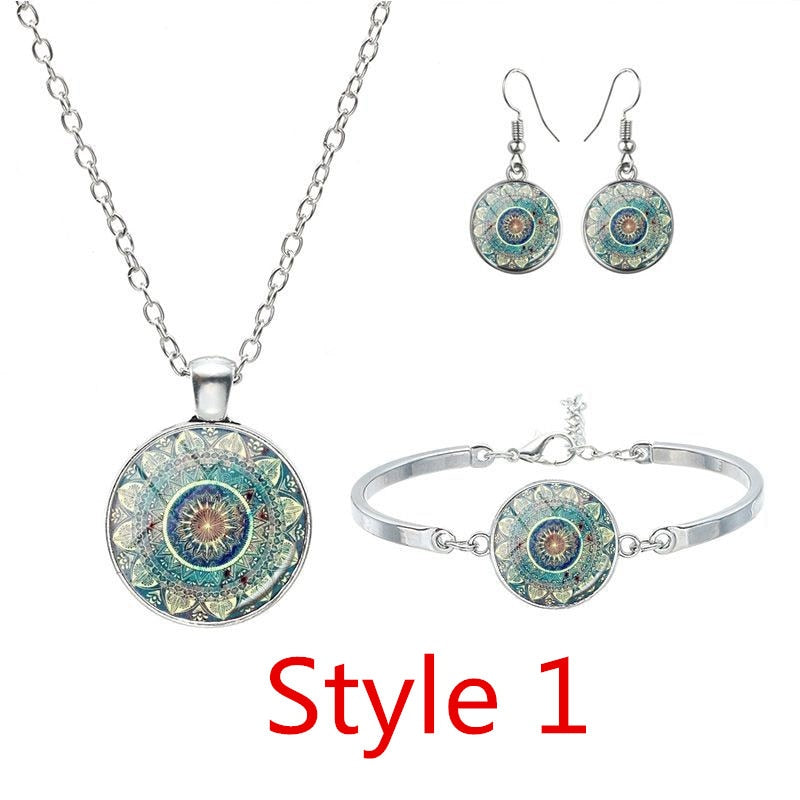 Glossy-Too Mandala Cabochon Jewelry Set