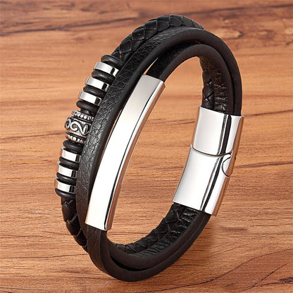 Men's Magnetic Braided Leather Bracelet