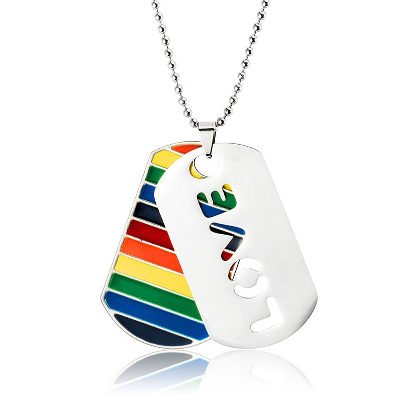 LGBTQIA dog tag necklace glossy-too love