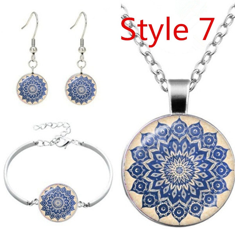 Glossy-Too Mandala Cabochon Jewelry Set