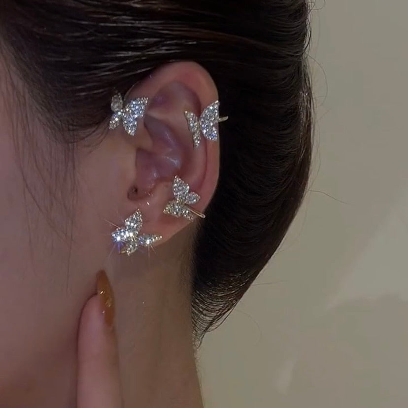 Sparkling Zircon Butterfly Ear Cuff