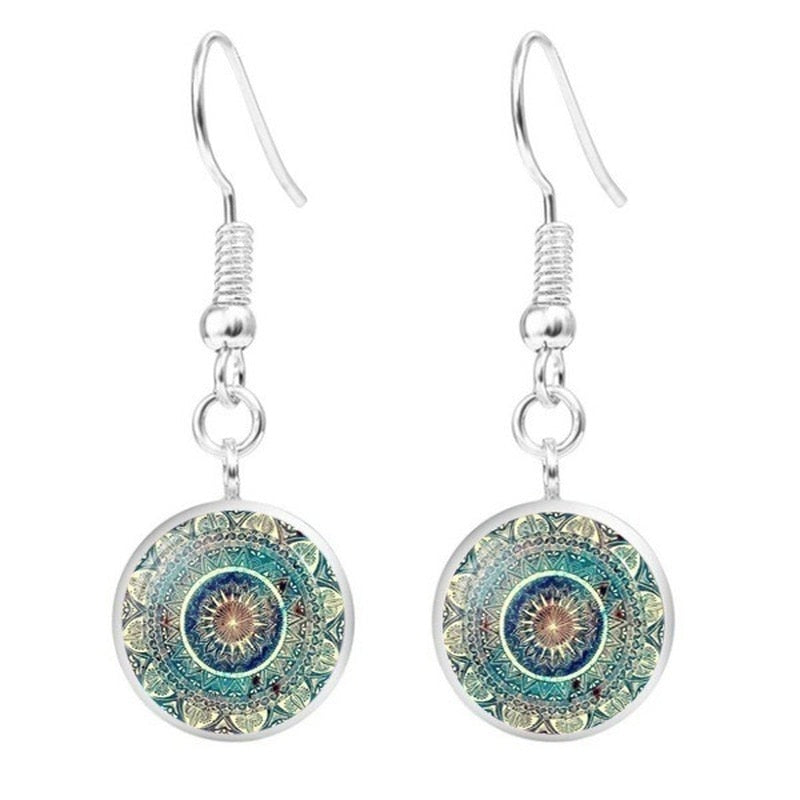 Glossy-Too Mandala Cabochon Earrings