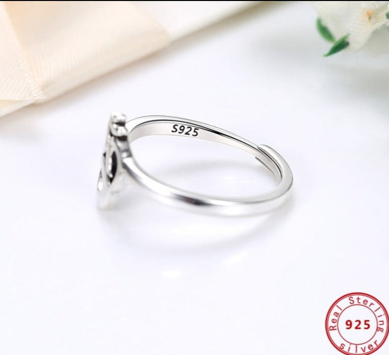 Sterling Silver Om Symbol Adjustable Ring 