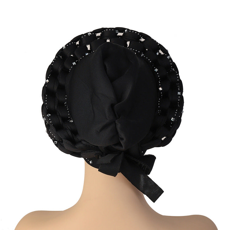 African Rhinestoned Pre-Tied Bonnet GLOSSY-TOO