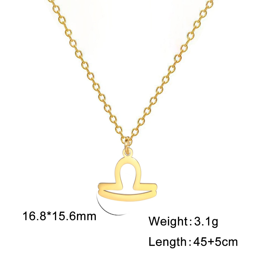 libra gold Zodiac Pendant Necklace