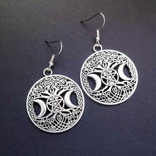 Triple Moon Dangle Earrings wicca glossy-too