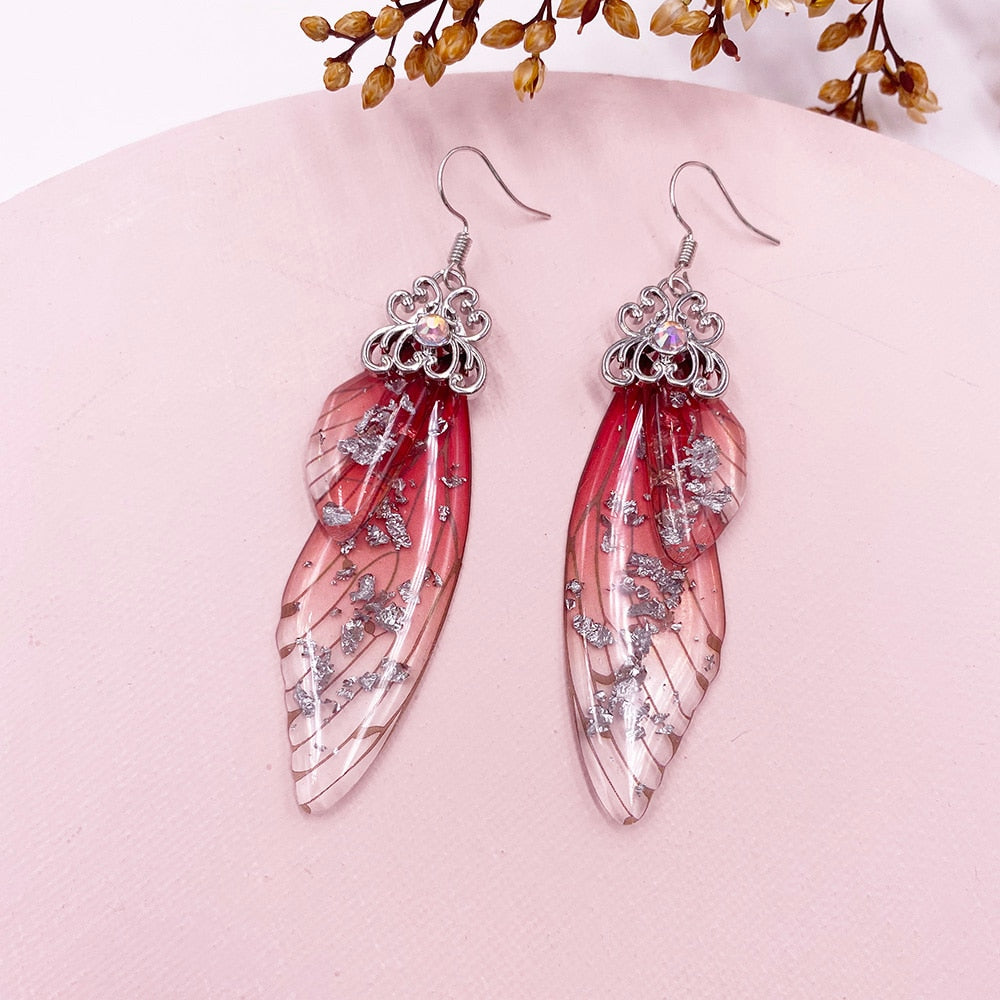 Handmade Femme Fairy Cicada Wing Earrings glossy-too