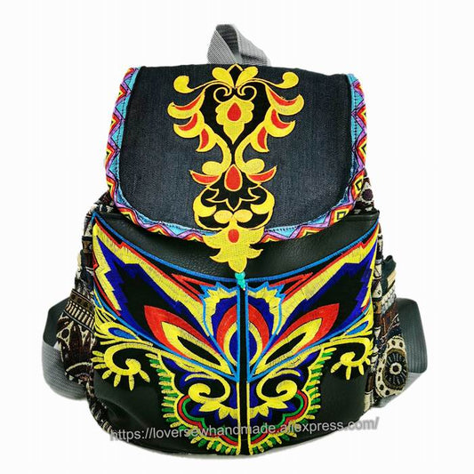 Tribal Embroidered Backpack Glossy-Too