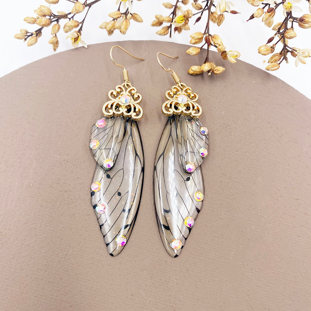 Handmade Femme Fairy Cicada Wing Earrings glossy-too