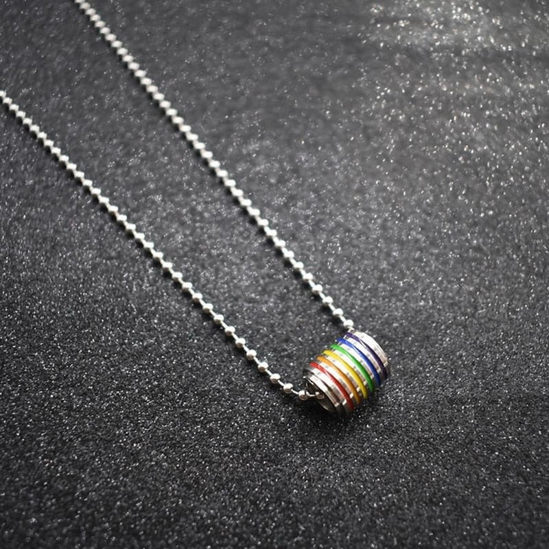 LGBTQ Rainbow Dog Tag Necklace Glossy-Too