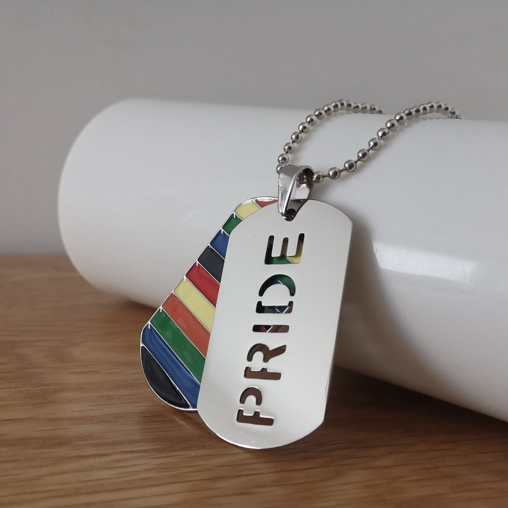 LGBTQIA dog tag necklace glossy-too. pride