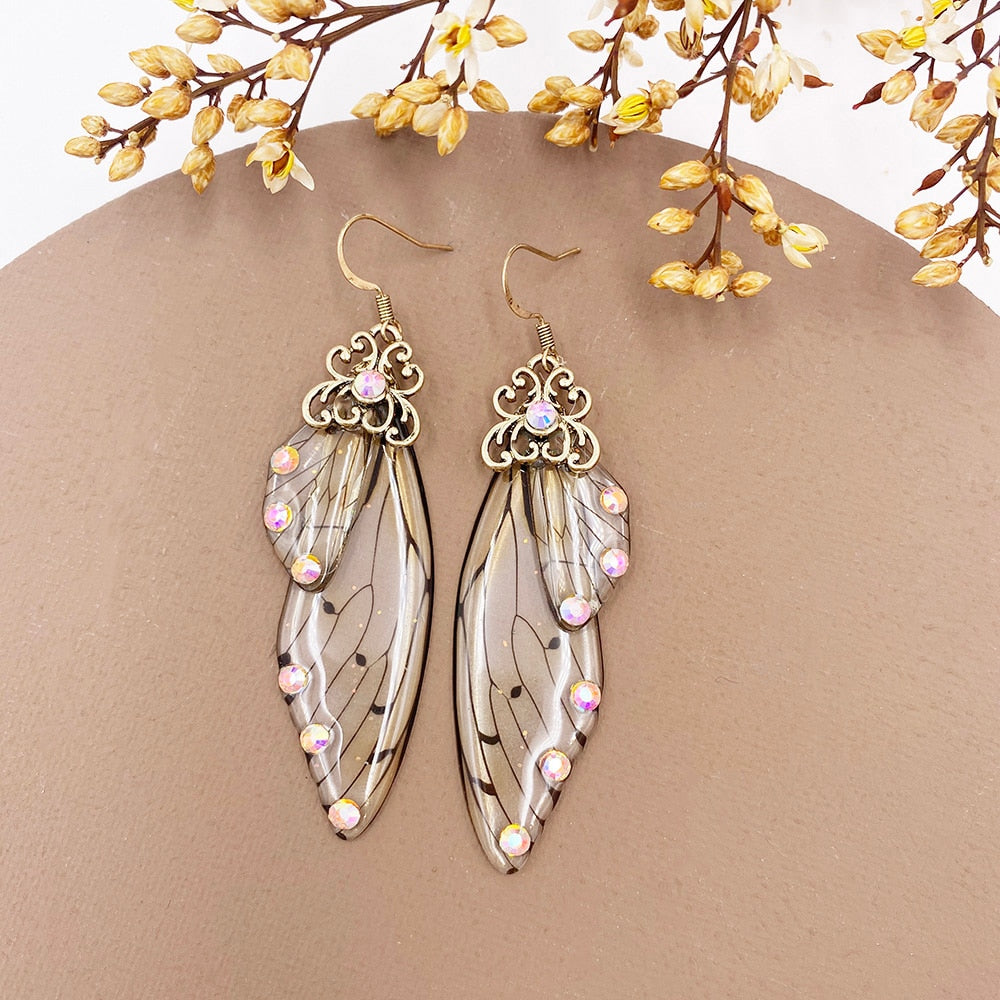 Handmade Femme Fairy Cicada Wing Earrings glossy-too