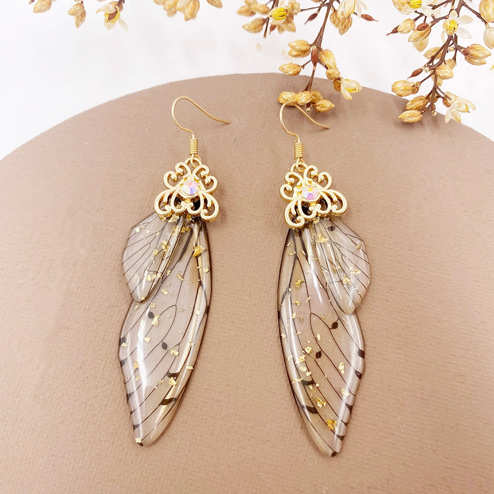 Handmade Femme Fairy Cicada Wing Earrings