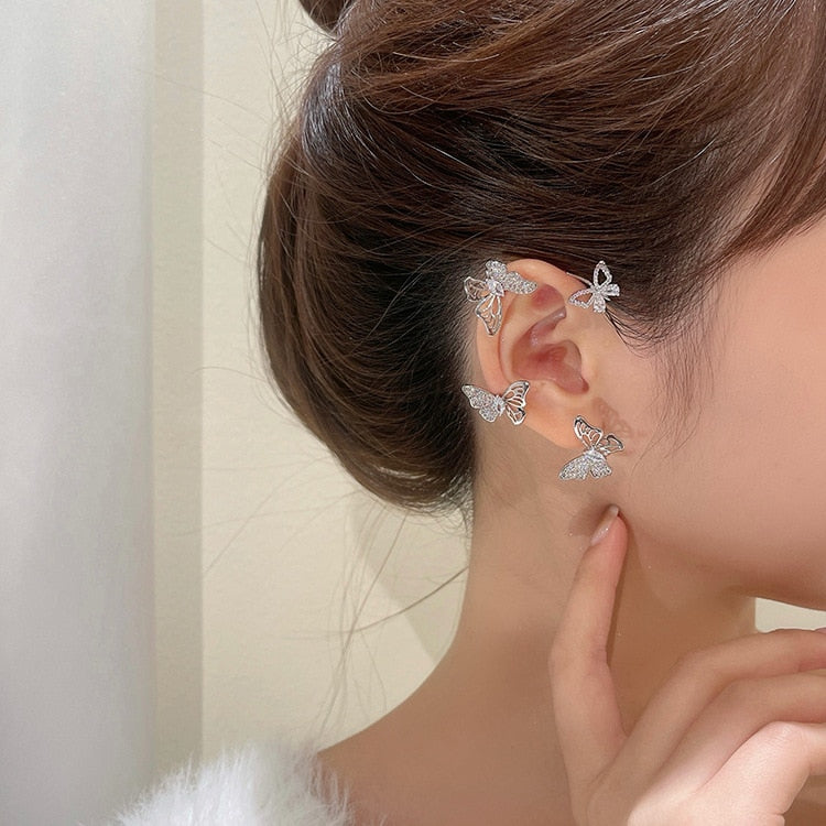 Sparkling Zircon Butterfly Ear Cuff