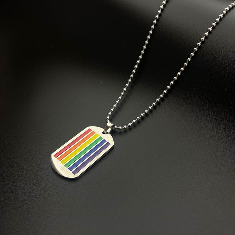 LGBTQIA dog tag necklace glossy-too