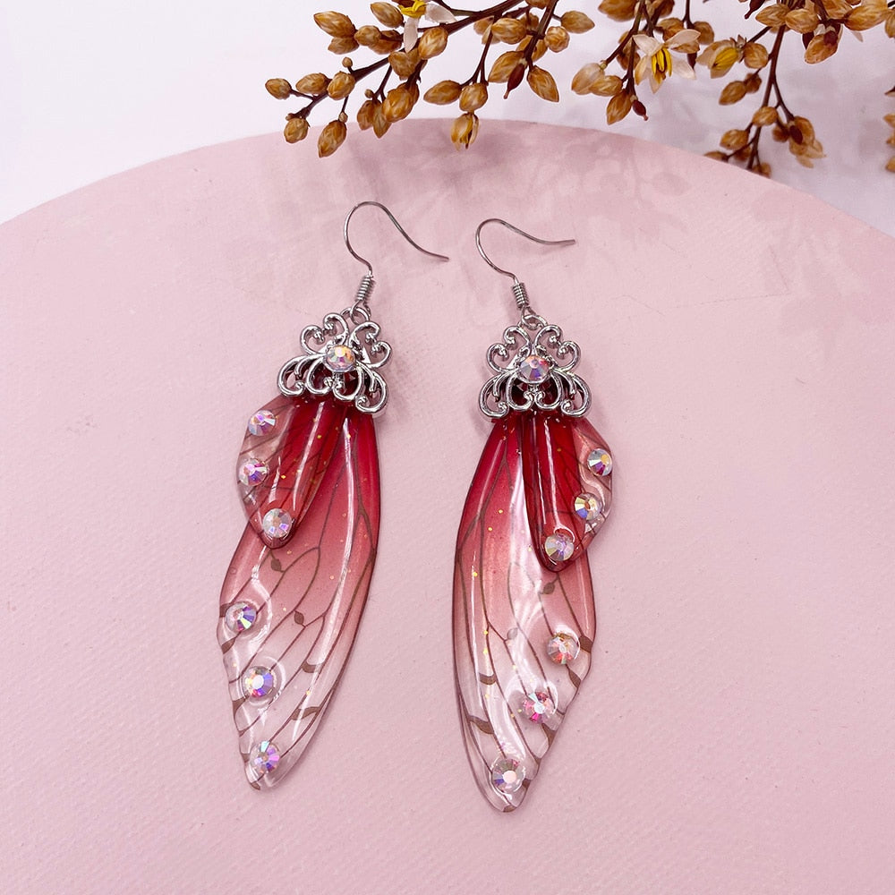 Handmade Femme Fairy Cicada Wing Earrings glossy-too