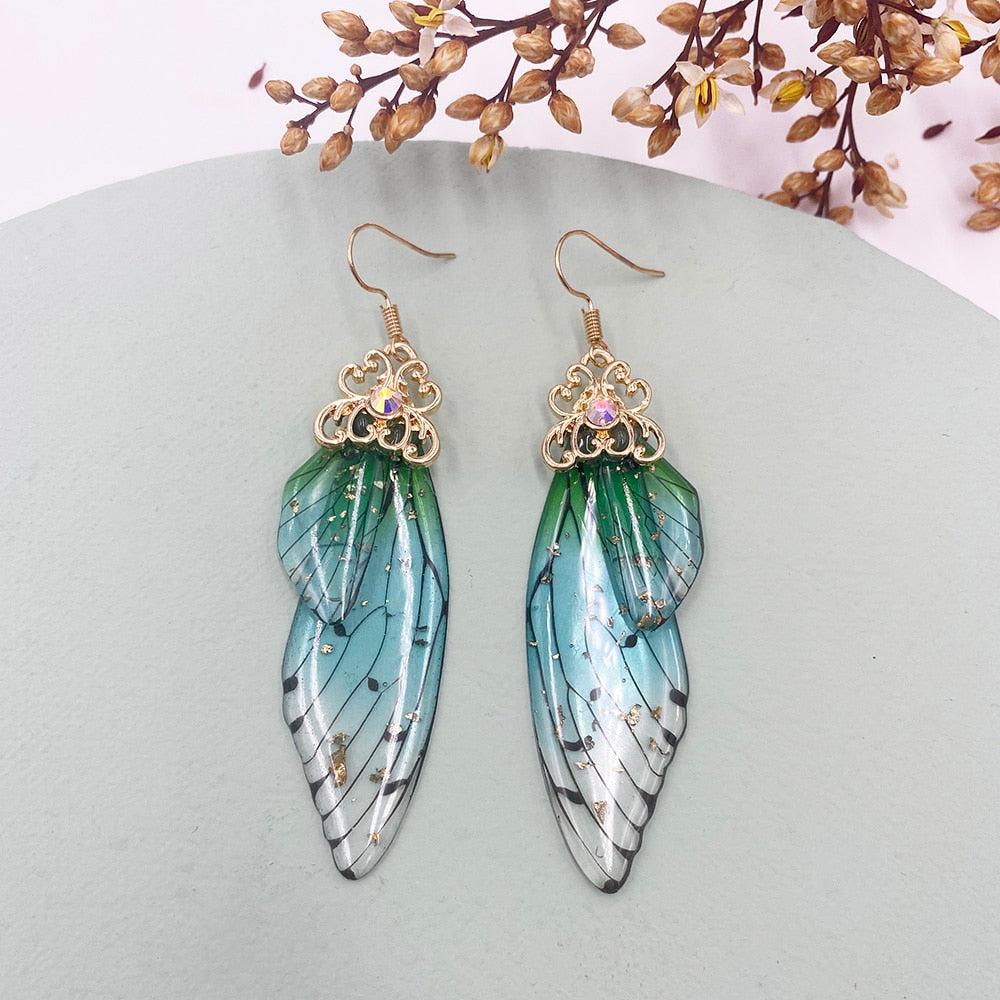 Handmade Femme Fairy Cicada Wing Earrings glossy-too