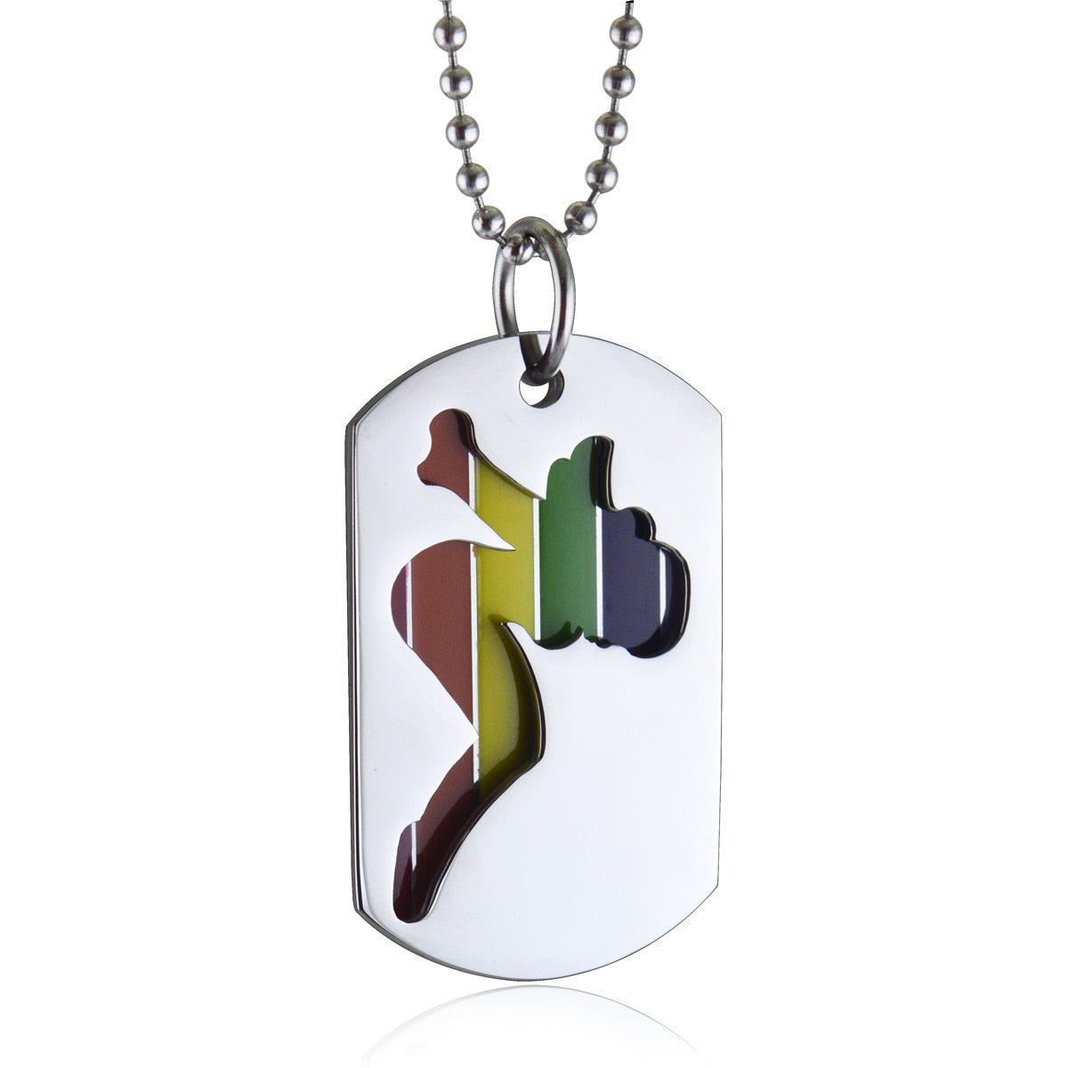 LGBTQ Rainbow Dog Tag Necklace Glossy-Too