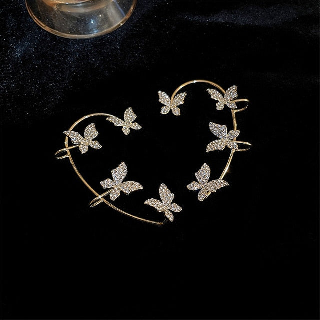 Sparkling Zircon Butterfly Ear Cuff