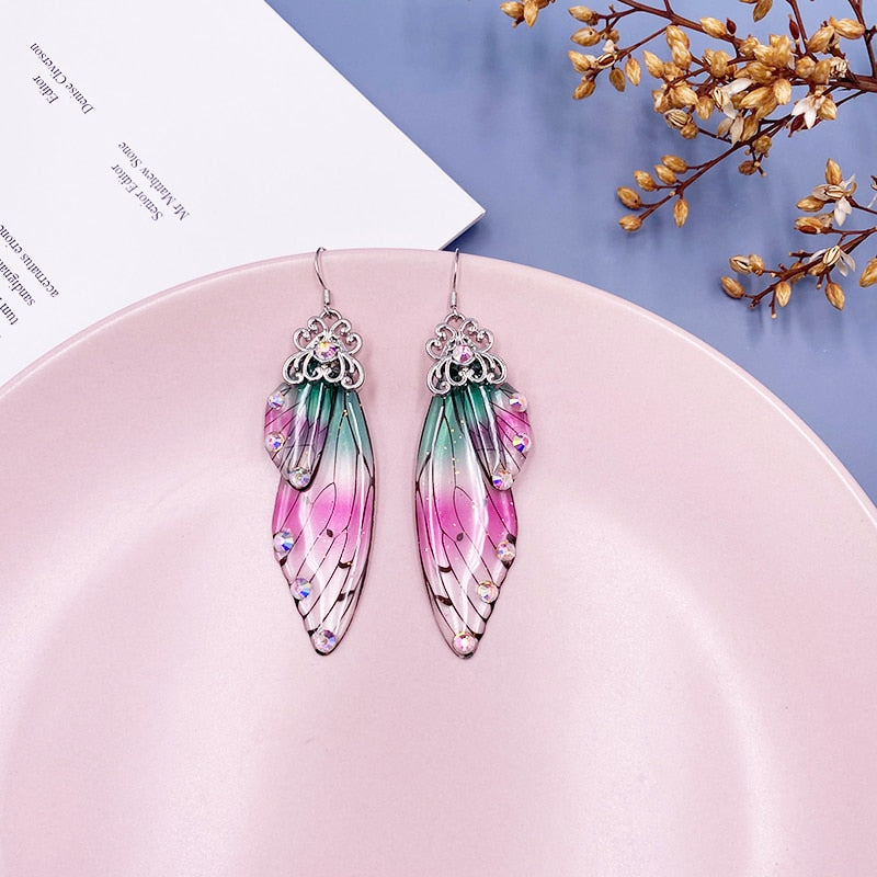 Handmade Femme Fairy Cicada Wing Earrings glossy-too