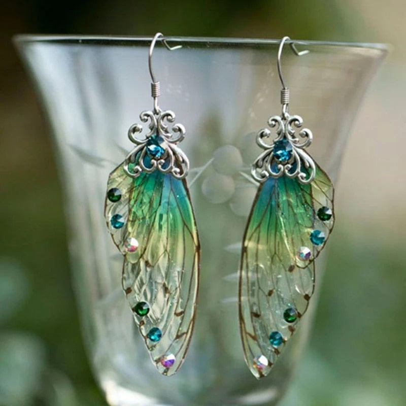 Handmade Femme Fairy Cicada Wing Earrings glossy-too