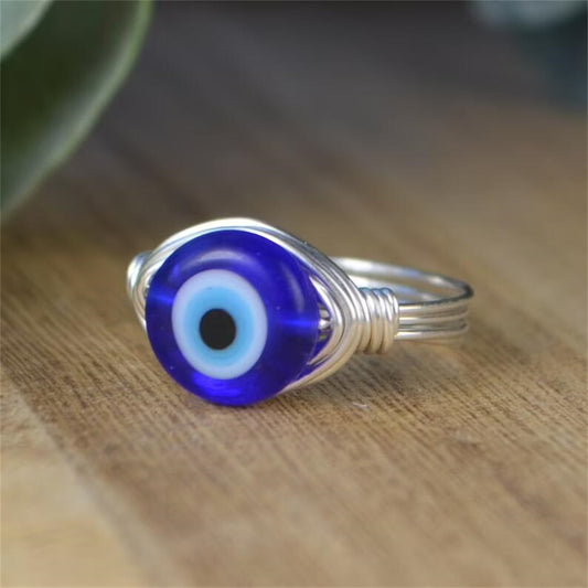 Handmade Turkish Evil Eye Ring - Spiritual, healing, and protective handmade ring infused with metaphysical symbolism.