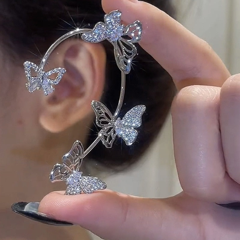 Sparkling Zircon Butterfly Ear Cuff