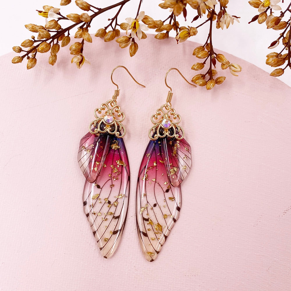 Handmade Femme Fairy Cicada Wing Earrings glossy-too