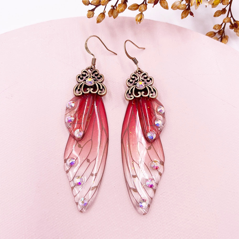 Handmade Femme Fairy Cicada Wing Earrings glossy-too