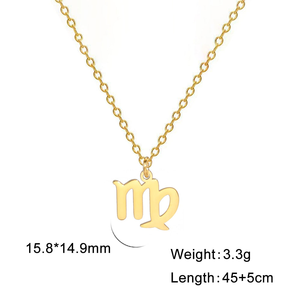 virgo gold Zodiac Pendant Necklace