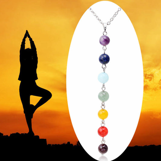 Metaphysical 7 Chakra Gem Stone Beaded Pendant Necklace