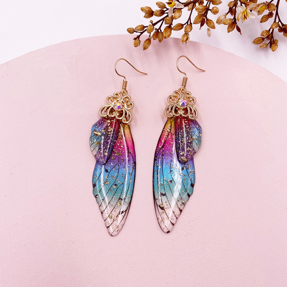 Handmade Femme Fairy Cicada Wing Earrings glossy-too