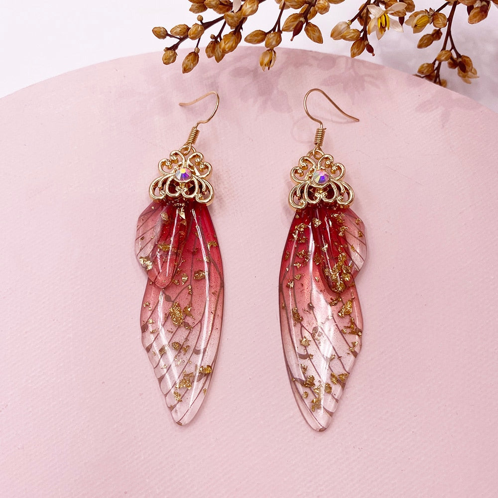 Handmade Femme Fairy Cicada Wing Earrings glossy-too