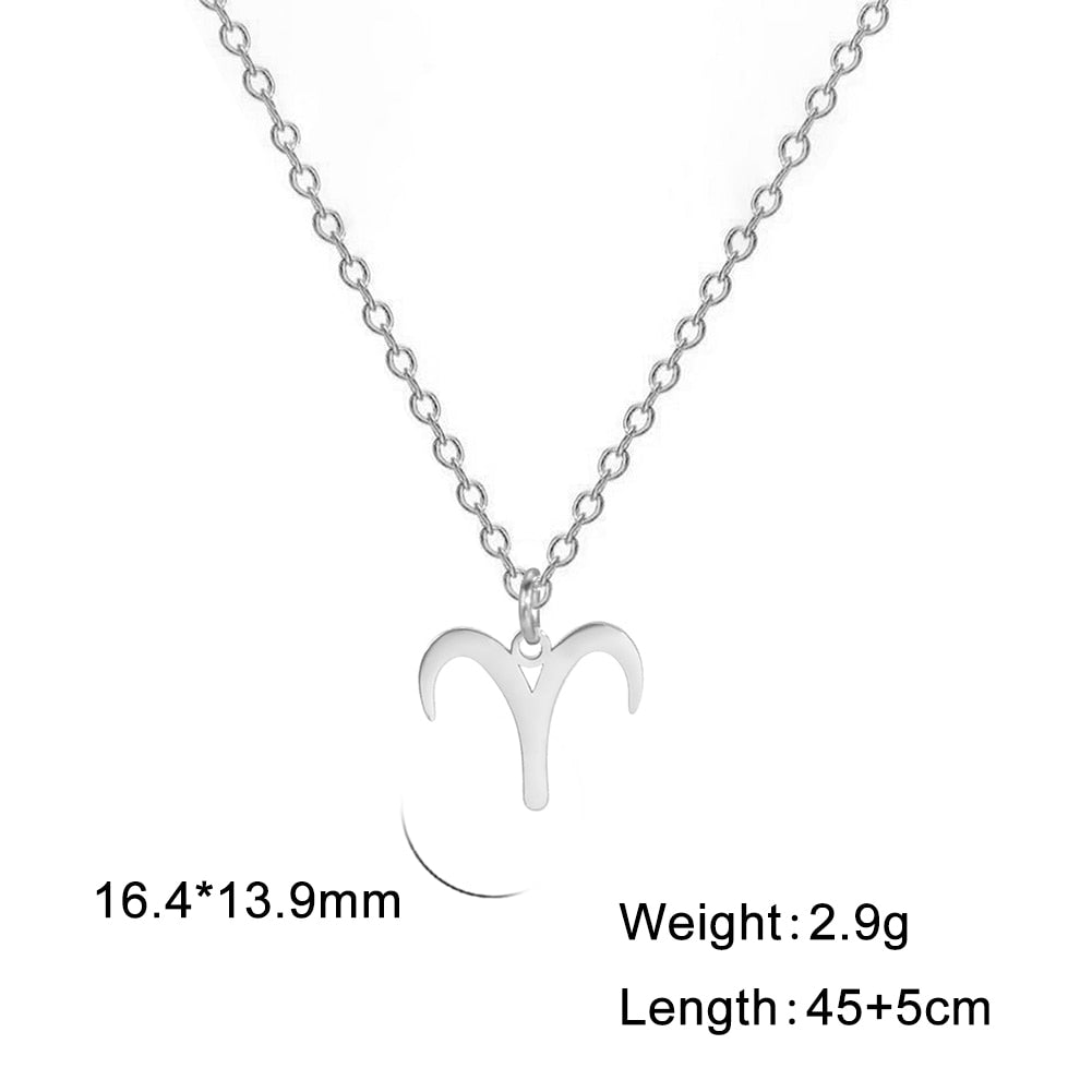 aries silver Zodiac Pendant Necklace