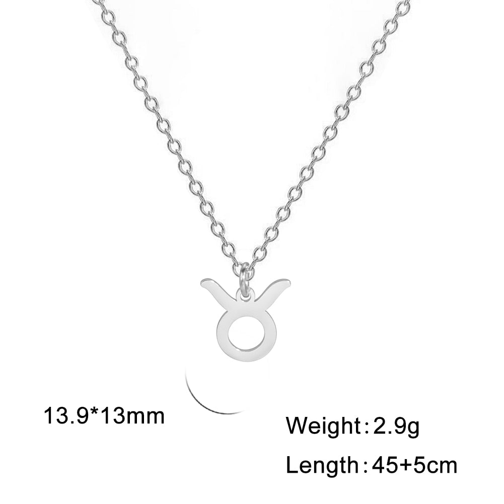 taurus silver Zodiac Pendant Necklace