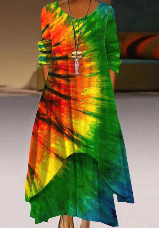metaphysical Women's Tie Dye Printed Boho Dress