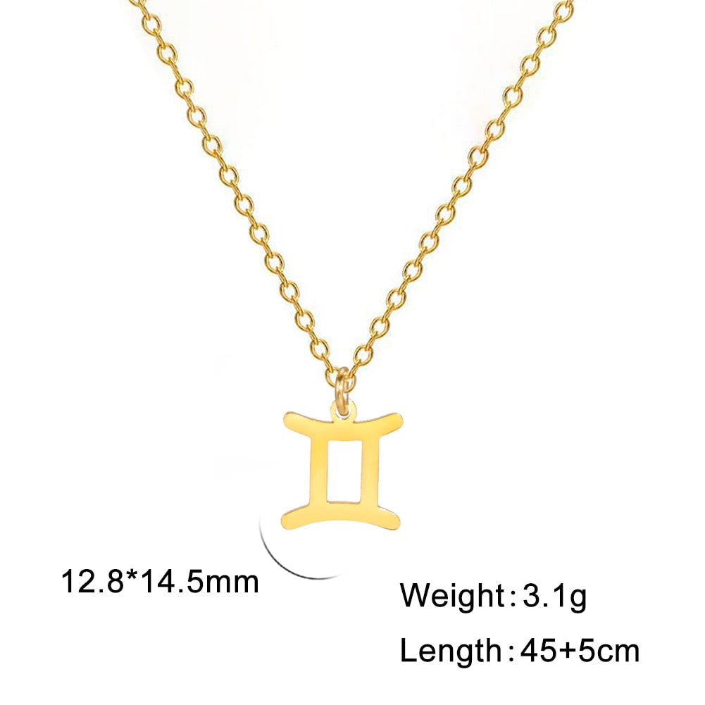 gemini gold Zodiac Pendant Necklace