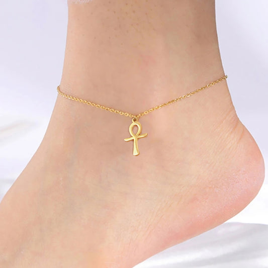 Ankh Cross Anklet - Symbolic representation of ancient Egyptian heritage in an anklet.glossy-too