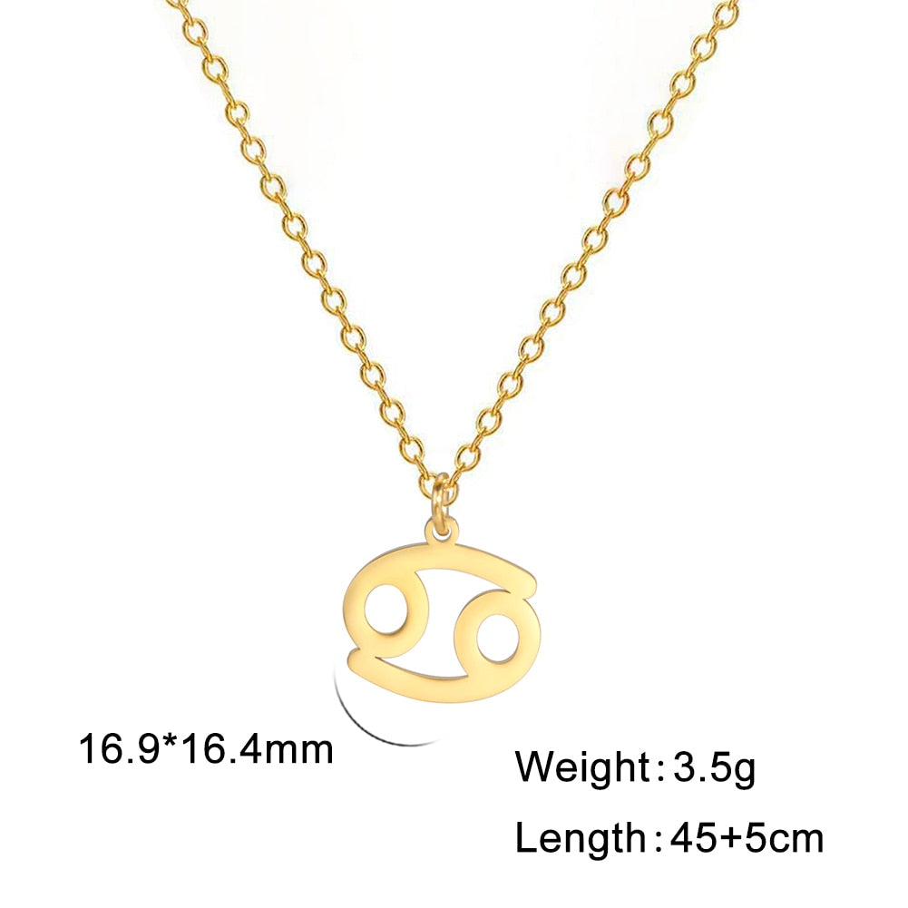 cancer gold Zodiac Pendant Necklace