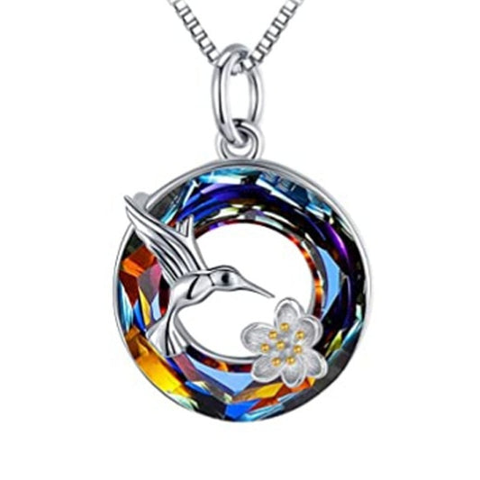 Crystal Hummingbird Necklace Glossy-Too