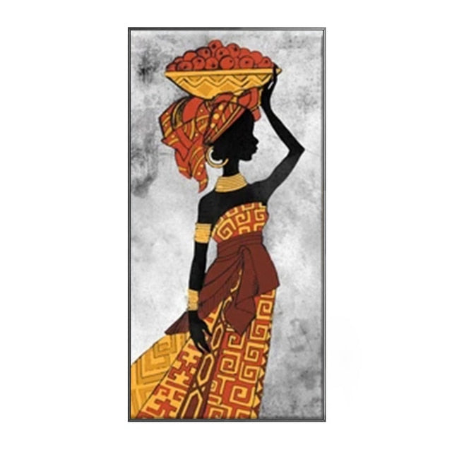 African Woman With Basket Canvas Print - Cultural and Ethnic Elegance Artwork